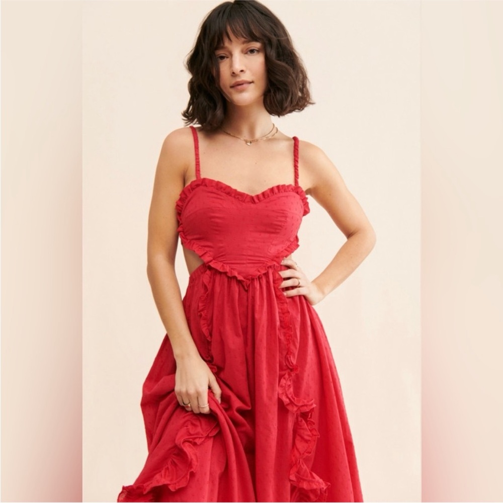 FARM Rio Scarlet Ruffled Backless Midi Dress - Picture 5 of 16